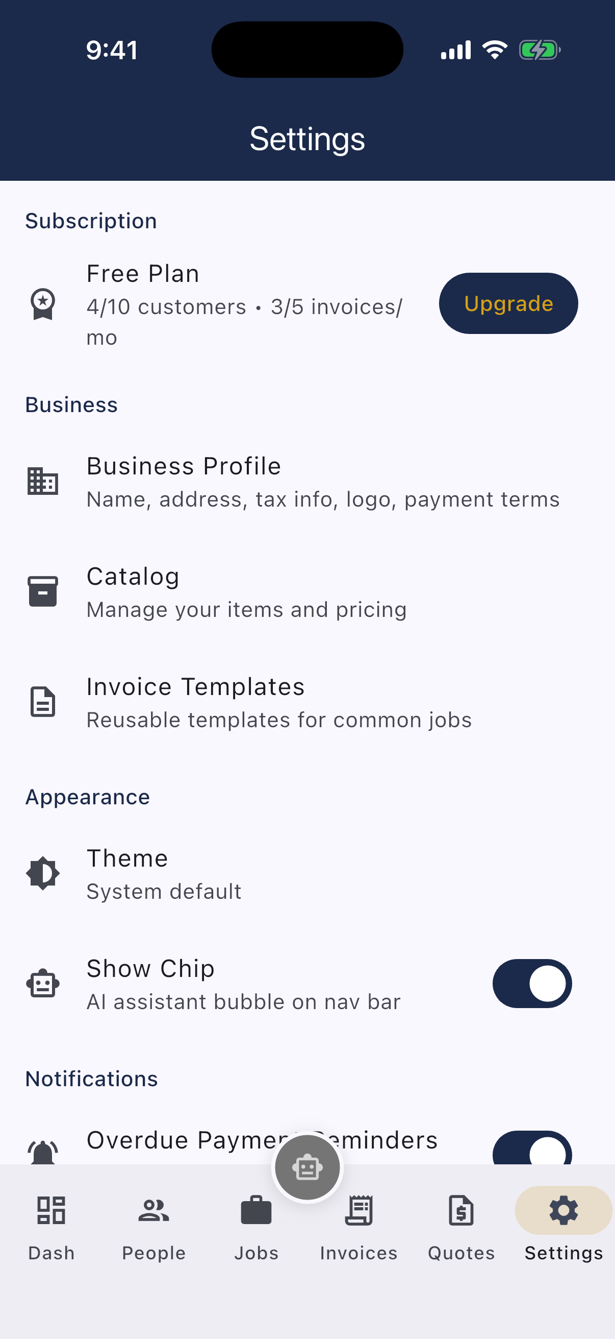 PocketTrades Settings